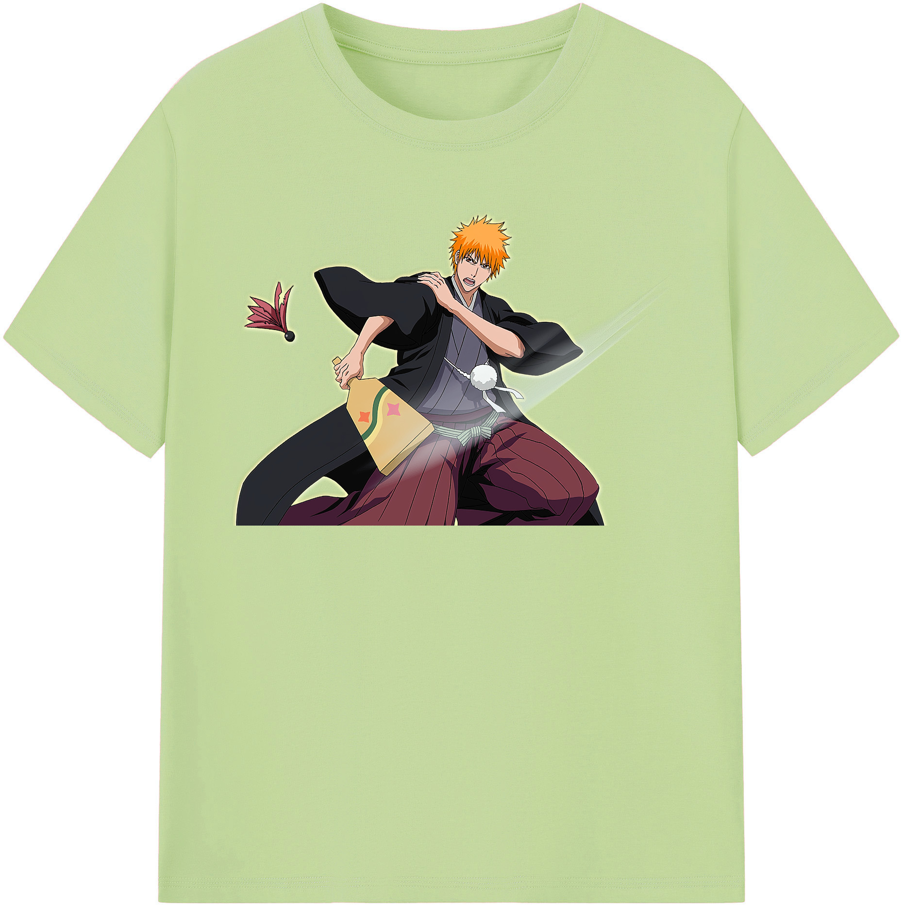 （画像用） ブリーチ 黒崎一護（くろさき いちご）BLEACH Kurosaki Ichigo 綿100％半袖Tシャツ（フロントプリント）